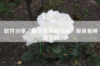 软件分享“腾讯麻将有挂吗”原来有神器下载