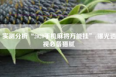 实测分析“2020手机麻将万能挂	”(曝光透视必备猫腻