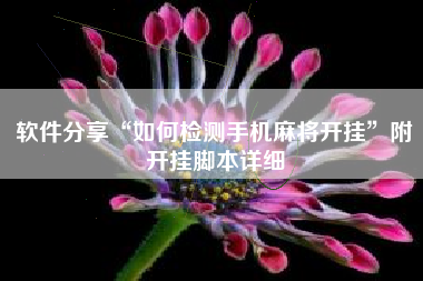 软件分享“如何检测手机麻将开挂”附开挂脚本详细