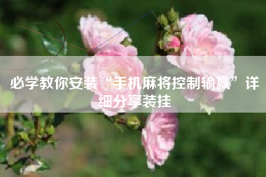 必学教你安装“手机麻将控制输赢”详细分享装挂