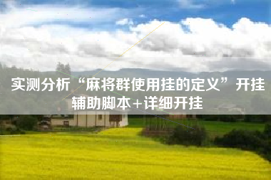 实测分析“麻将群使用挂的定义	”开挂辅助脚本+详细开挂