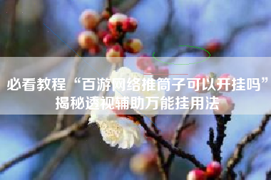 必看教程“百游网络推筒子可以开挂吗”揭秘透视辅助万能挂用法