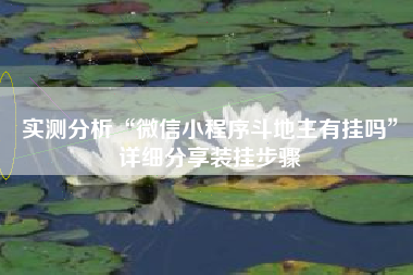 实测分析“微信小程序斗地主有挂吗”详细分享装挂步骤