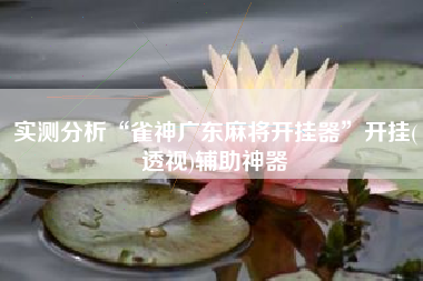 实测分析“雀神广东麻将开挂器	”开挂(透视)辅助神器