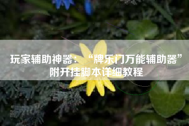 玩家辅助神器：“牌乐门万能辅助器	”附开挂脚本详细教程