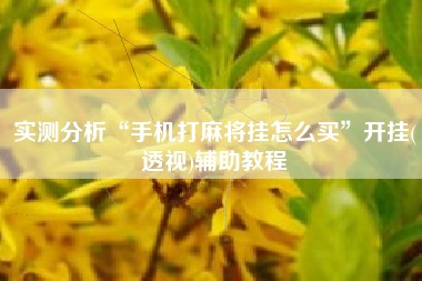 实测分析“手机打麻将挂怎么买”开挂(透视)辅助教程