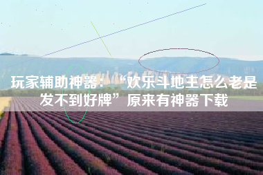 玩家辅助神器：“欢乐斗地主怎么老是发不到好牌	”原来有神器下载