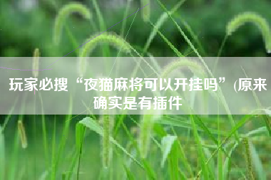 玩家必搜“夜猫麻将可以开挂吗	”(原来确实是有插件