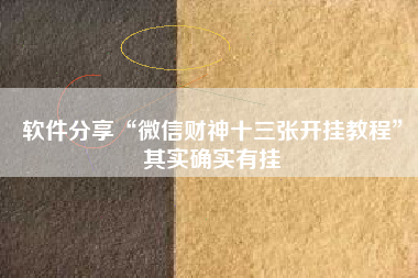 软件分享“微信财神十三张开挂教程”其实确实有挂