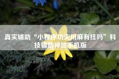 真实辅助“小程序功夫川麻有挂吗	”科技辅助神器手机版
