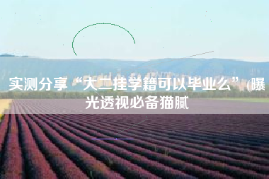 实测分享“大二挂学籍可以毕业么”(曝光透视必备猫腻