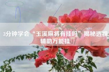 3分钟学会“玉溪麻将有挂吗”揭秘透视辅助万能挂