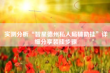 实测分析“智星德州私人局辅助挂”详细分享装挂步骤