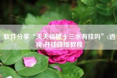 软件分享“天天福建十三水有挂吗	”(透视)开挂详细教程