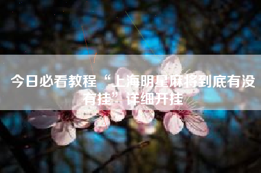 今日必看教程“上海明星麻将到底有没有挂”详细开挂