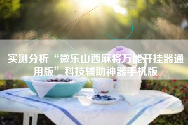 实测分析“微乐山西麻将万能开挂器通用版”科技辅助神器手机版