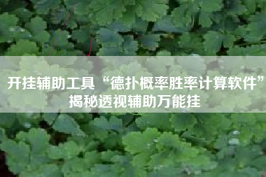 开挂辅助工具“德扑概率胜率计算软件”揭秘透视辅助万能挂