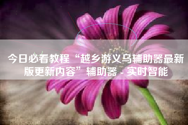 今日必看教程“越乡游义乌辅助器最新版更新内容”辅助器 - 实时智能