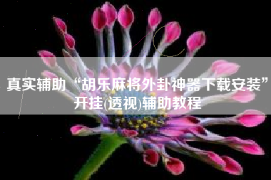 真实辅助“胡乐麻将外卦神器下载安装”开挂(透视)辅助教程