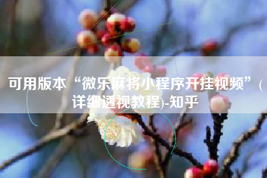 可用版本“微乐麻将小程序开挂视频	”(详细透视教程)-知乎