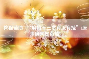 教程辅助“17麻将十三水有没有挂”(原来确实是有挂)