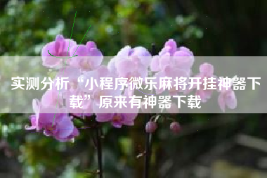 实测分析“小程序微乐麻将开挂神器下载”原来有神器下载