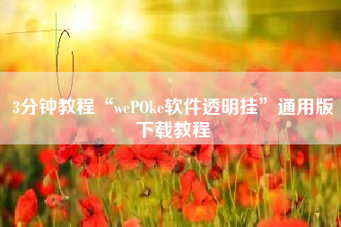 3分钟教程“wePOke软件透明挂	”通用版下载教程