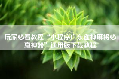 玩家必看教程“小程序广东雀神麻将必赢神器”通用版下载教程