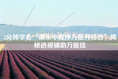 3分钟学会“微乐小程序万能开挂器	”揭秘透视辅助万能挂