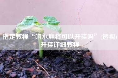指定教程“响水麻将可以开挂吗”(透视)开挂详细教程