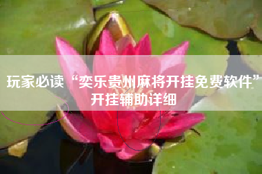 玩家必读“奕乐贵州麻将开挂免费软件”开挂辅助详细