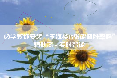 必学教你安装“玉海楼13张能调胜率吗”辅助器 - 实时智能