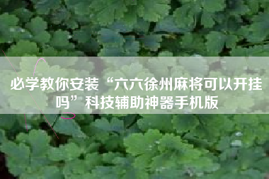 必学教你安装“六六徐州麻将可以开挂吗”科技辅助神器手机版