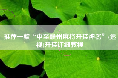 推荐一款“中至赣州麻将开挂神器	”(透视)开挂详细教程