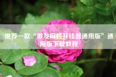 推荐一款“微友麻将开挂器通用版”通用版下载教程