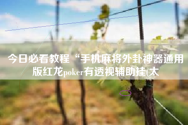 今日必看教程“手机麻将外卦神器通用版红龙poker有透视辅助挂(太