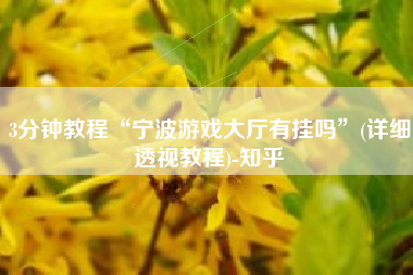 3分钟教程“宁波游戏大厅有挂吗”(详细透视教程)-知乎