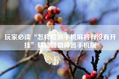 玩家必读“怎样检测手机麻将有没有开挂	”科技辅助神器手机版