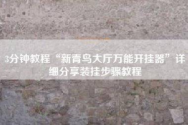 3分钟教程“新青鸟大厅万能开挂器”详细分享装挂步骤教程