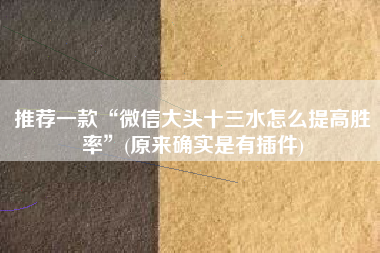推荐一款“微信大头十三水怎么提高胜率”(原来确实是有插件)