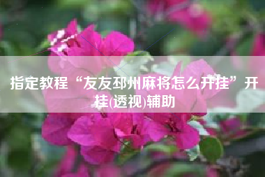 指定教程“友友邳州麻将怎么开挂”开挂(透视)辅助