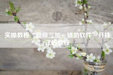 实操教程“超级三加一辅助软件	”开挂详细教程
