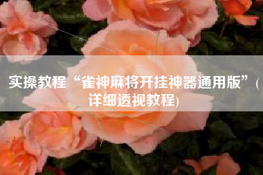 实操教程“雀神麻将开挂神器通用版	”(详细透视教程)