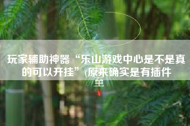 玩家辅助神器“乐山游戏中心是不是真的可以开挂”(原来确实是有插件