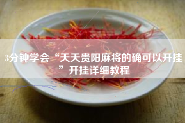 3分钟学会“天天贵阳麻将的确可以开挂”开挂详细教程