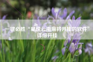一键必胜“星悦云南麻将开挂的软件”详细开挂