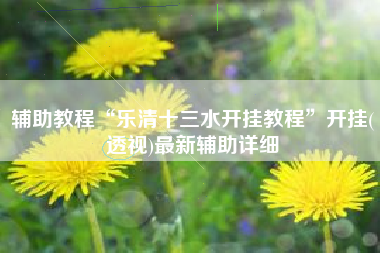 辅助教程“乐清十三水开挂教程	”开挂(透视)最新辅助详细