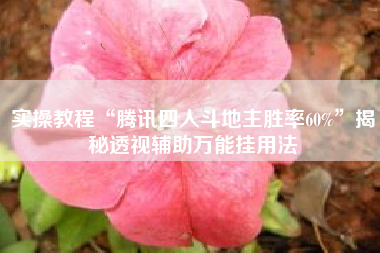 实操教程“腾讯四人斗地主胜率60%”揭秘透视辅助万能挂用法