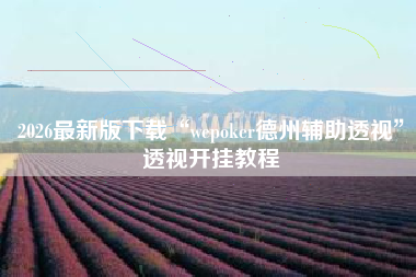 2026最新版下载“wepoker德州辅助透视	”透视开挂教程