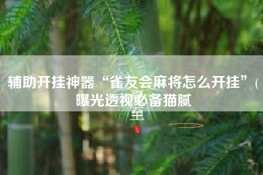 辅助开挂神器“雀友会麻将怎么开挂”(曝光透视必备猫腻